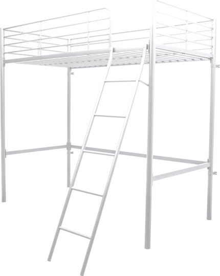 Kids Loft Bed Single with Mattress White 90x200cm