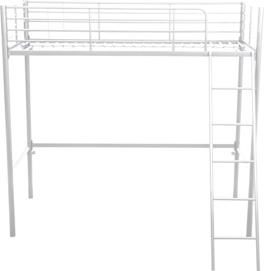 Kids Loft Bed Single with Mattress White 90x200cm