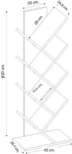 Βιβλιοθήκη Καρυδί 45x26.4x120εκ.