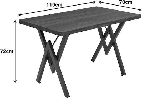 Vertex Dining Table Wooden with Metal Frame Black 110x70x72cm