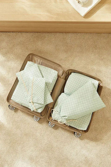 Stewehome Set Organizatori Pentru Valiză Bumbac Model Carouri Set 6 Bucăți 32x25x25 Cm