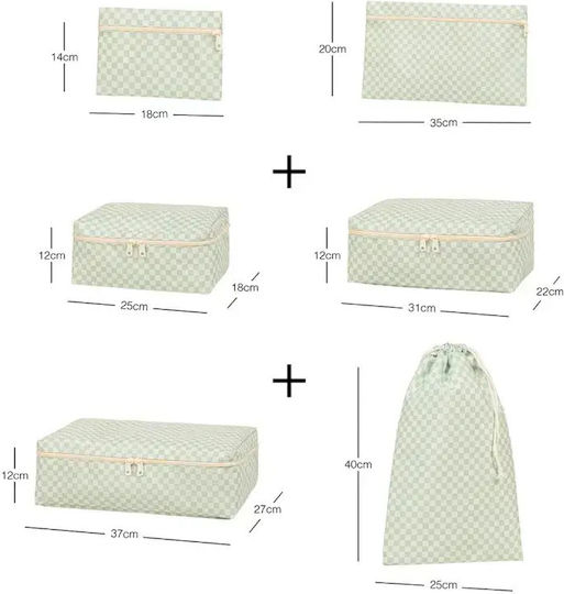 Stewehome Set Organizatori Pentru Valiză Bumbac Model Carouri Set 6 Bucăți 32x25x25 Cm