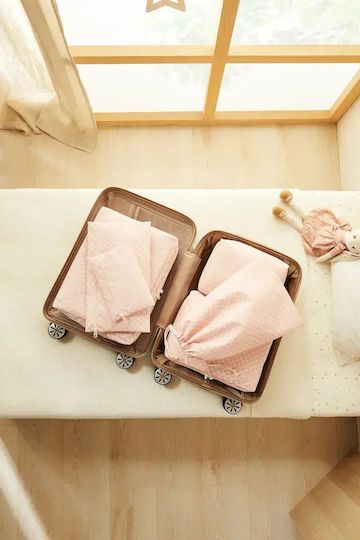 Stewehome Suitcase Organizer Set Cotton Checkered Pattern Set of 6 Pieces 32x25x25 Cm