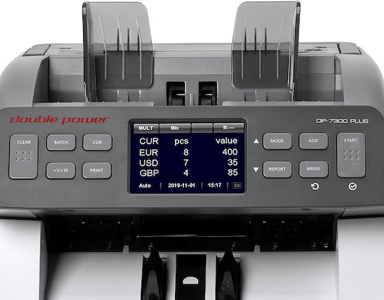 Double Power Брояч на банкноти с комбинирано броене с UV MG IR откриване на фалшиви