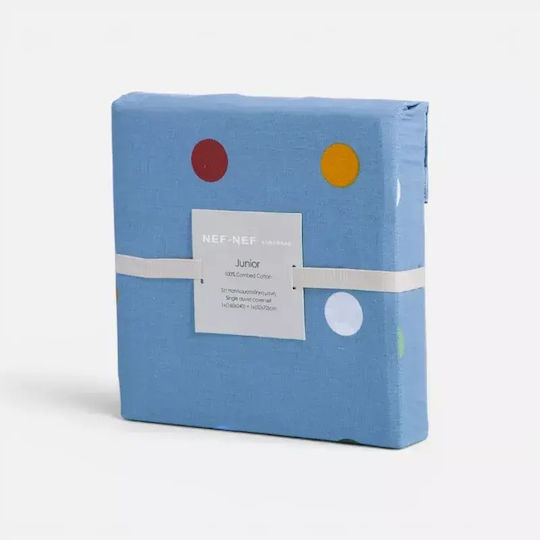 Nef-Nef Homeware Dots Комплект Детска Завивка Единична с Калъфка за Възглавница Памучна Dots Синя 160x240см.