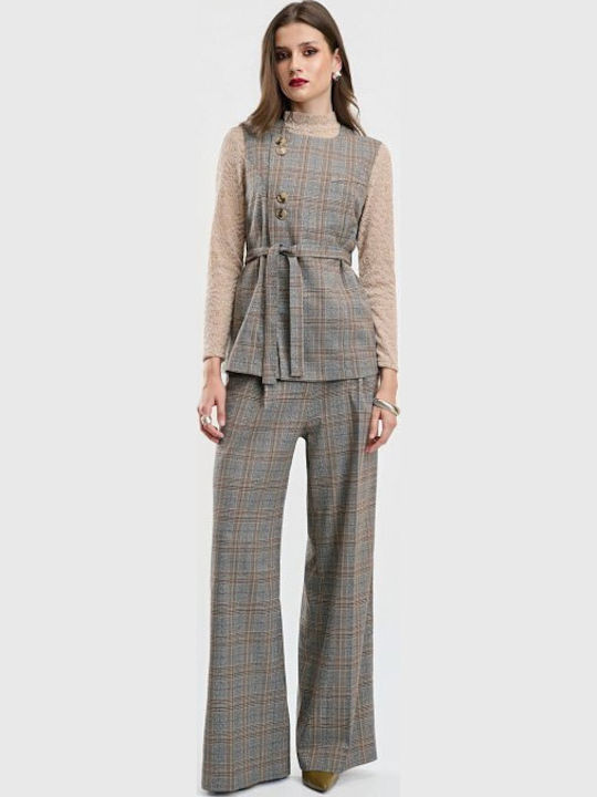 Damen Hochbund Pantaloons in Lose Passform Geprüft Grau