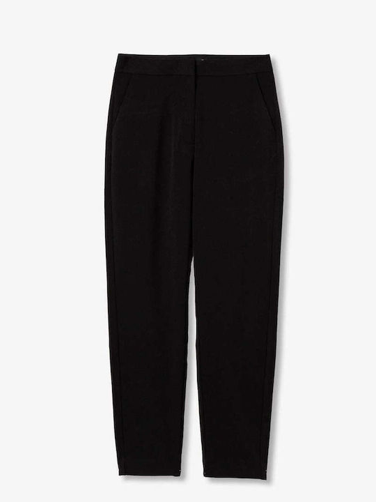 Women's Fabric Trousers in Regular Fit Black