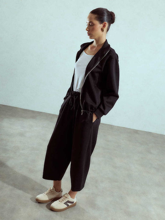 Celestino Pantaloni Dama Cropped Lejeri Fit Negru