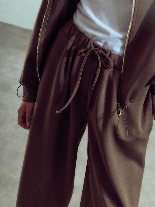 Celestino Дамски панталон Cropped Loose Fit Кафяв