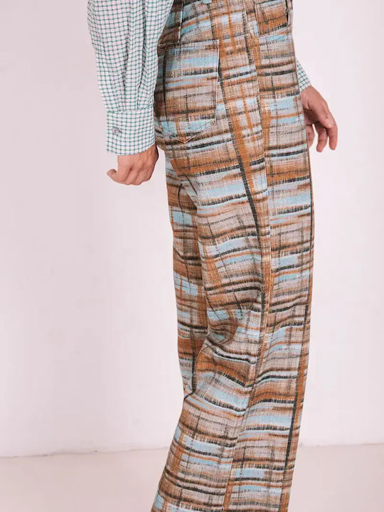 Damen Stoff Capri Hose Kamelbraun
