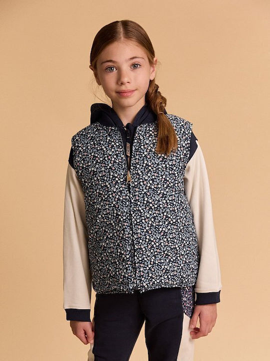 Kids Quilted Sleeveless Short Double Sided Blue