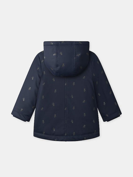 Waterproof Kids Casual Short Jacket with Lining & Hood Blue
