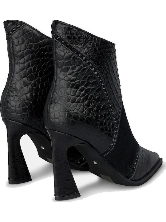 Leder Damen Stiefeletten Schwarz
