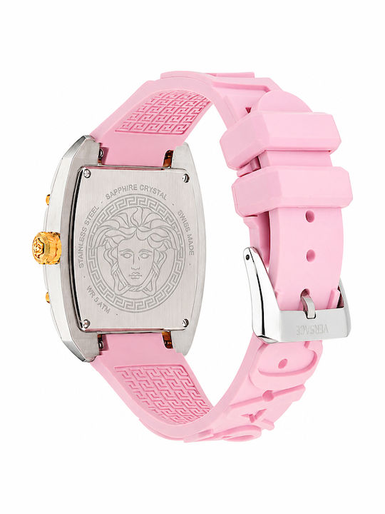 Versace Women's Watch 45mm Battery with Pink Rubber Strap