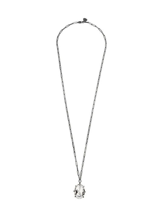 Dyrberg/Kern Solitaire Necklace in Steel