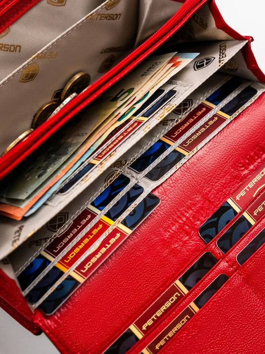 Large Leather Women's Wallet with RFID Red