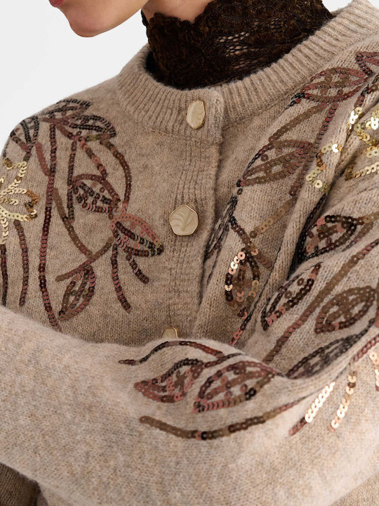 Women's Knitted Cardigan with Buttons Beige