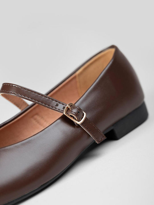 Damen Ballerinas Spitz zulaufend Braune