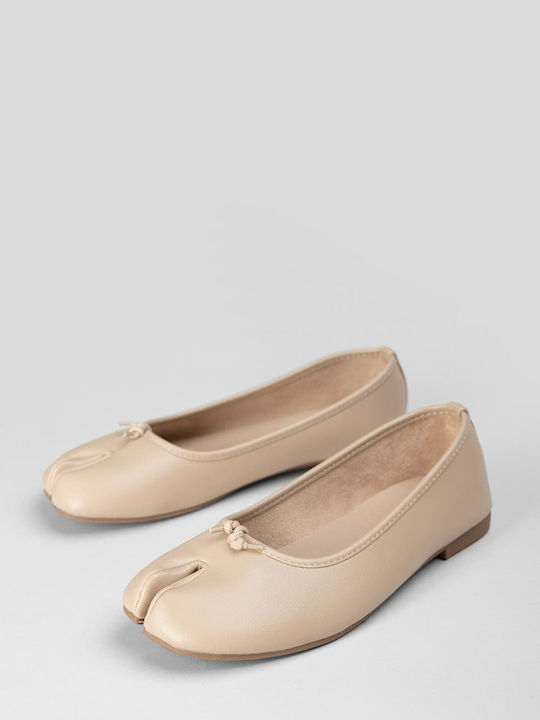 Damen Ballerinas Spitz zulaufend Beiges