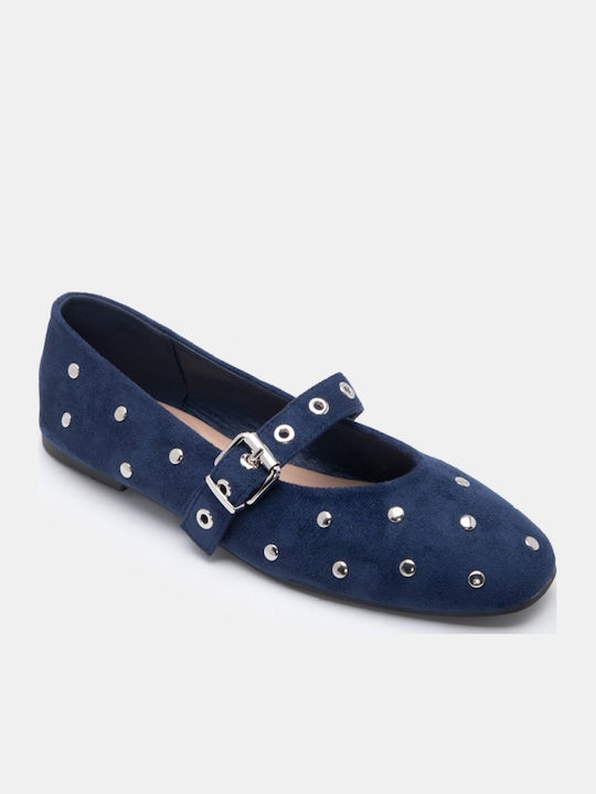 Damen Ballerinas Spitz zulaufend Blau