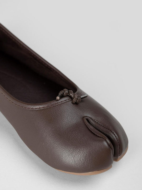Damen Ballerinas Spitz zulaufend Braune