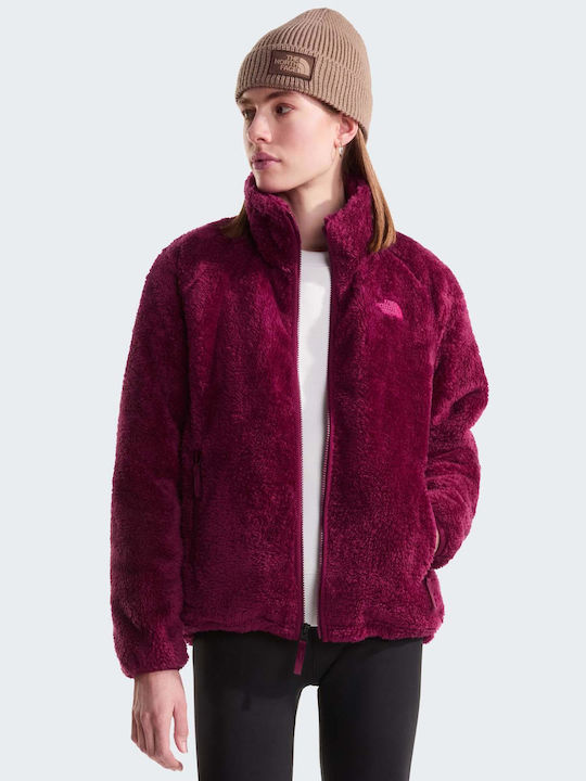 Evolve Fleece Damen Strickjacke mit Reissverschluss Burgundisch