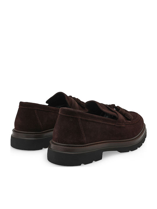 Suede Ανδρικά Loafers σε Καφέ Χρώμα