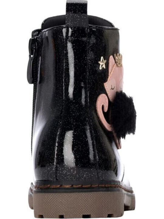 Kinderstiefel aus Lackleder mit Reissverschluss Schwarz