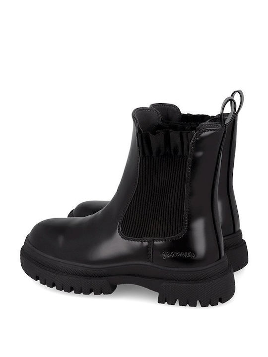 Anatomic Kids Patent Leather Ankle Boots with Zipper Black