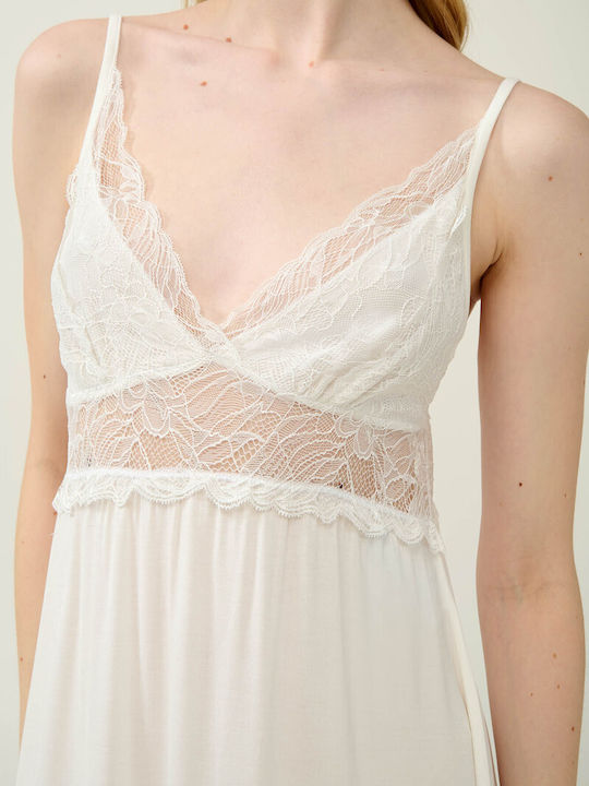 Vamp Summer Bridal Women's Robe with Nightgown Cream