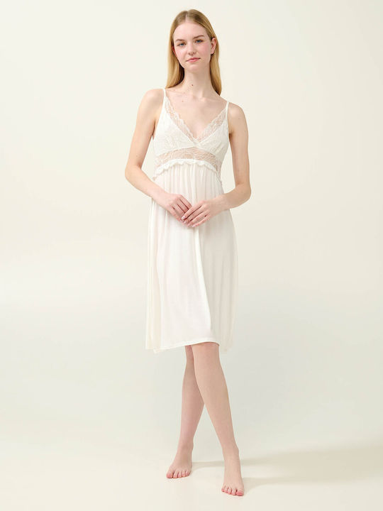 Vamp Vamp Sommer Braut-Set für Damen mit Bademantel und Nachthemd Creme