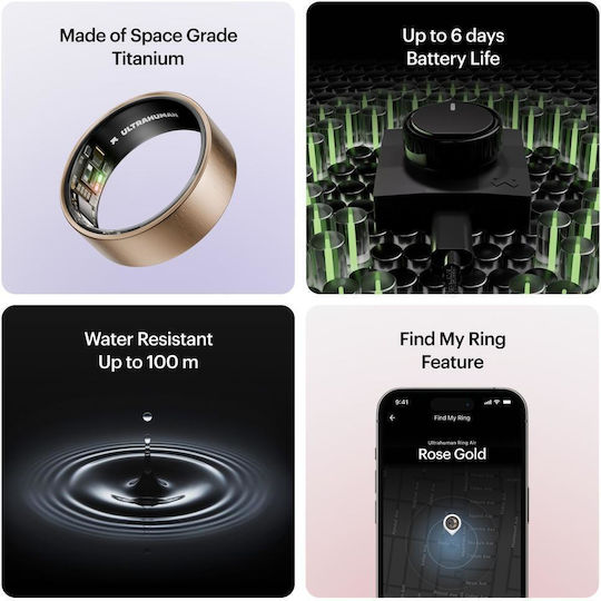 Ultrahuman Air Smart Ring 16.2mm Waterproof with Heart Rate Monitor Rose Gold