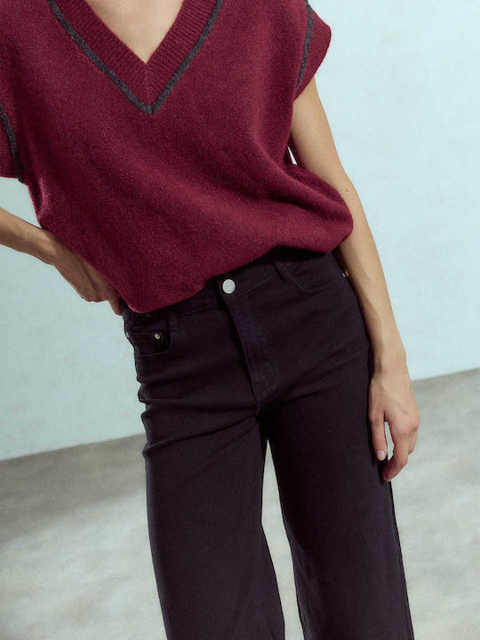 Celestino Γυναικείο Τζιν Ψηλόμεσο Wide Leg Loose Fit Μαύρο