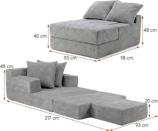 Costway Sitzsack Grau 48x93x118cm