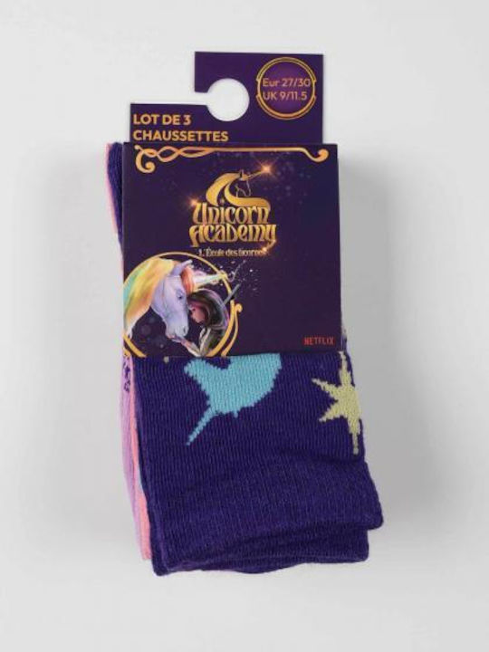 Disney Kids' Socks Unicorn Purple 3 Pairs