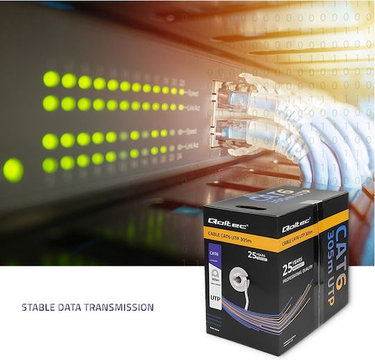Qoltec U/UTP Кат.6 (Gigabit) Мрежов Кабел Ethernet 305м Сив