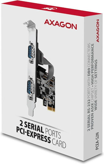 Axagon Κάρτα PCIe σε 2 θύρες RS232 DB9 Serial