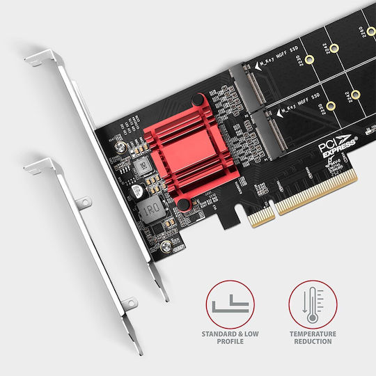 Axagon Κάρτα PCIe σε 2 θύρες M.2