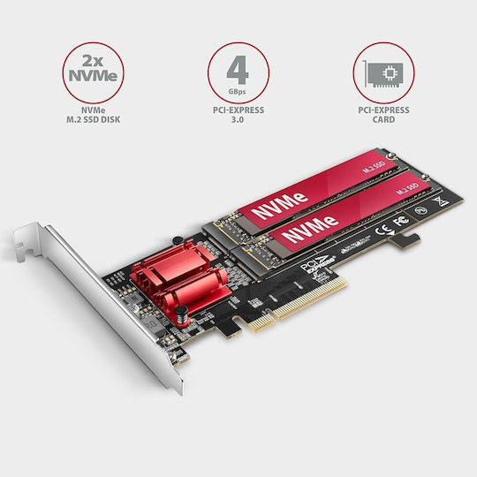 Axagon Κάρτα PCIe σε 2 θύρες M.2