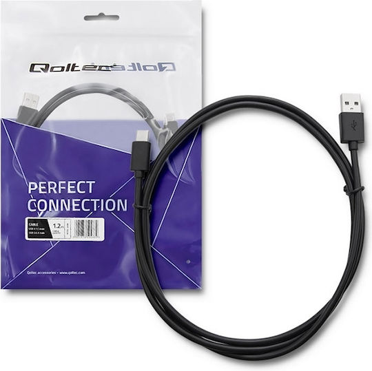 Qoltec USB 2.0 Kabel USB-C männlich - USB-A Schwarz 1.2m (50488)