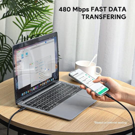 Power Data Cable Usb Type-c M To Usb Type-c M 1.8m 480 Mbps 240w Silicone Black