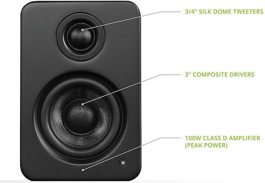 Kanto YU2 Studio Monitor Lautsprecher 3 Zoll Paar Schwarze