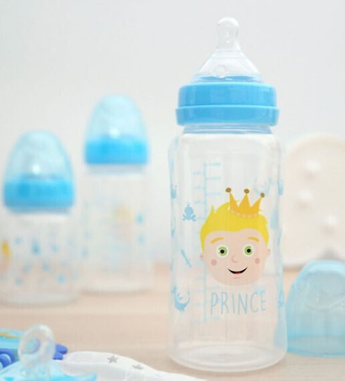 Kiokids Plastic Baby Bottle Prince with Silicone Teat for 6+ Months Blue Prince - Blue 360ml
