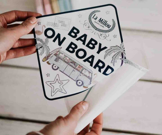 La Millou Baby on Board Sign with Sticker Bus White 103.02071