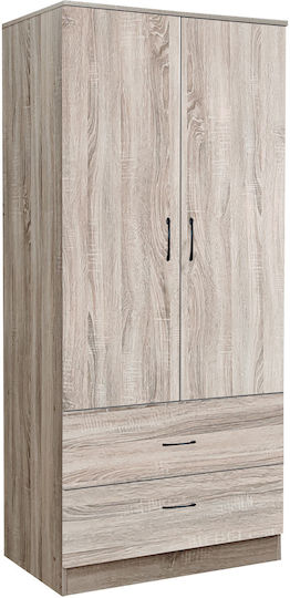 Δίφυλλη Ντουλάπα με Πατάρι Σταχτί 80x50x230cm