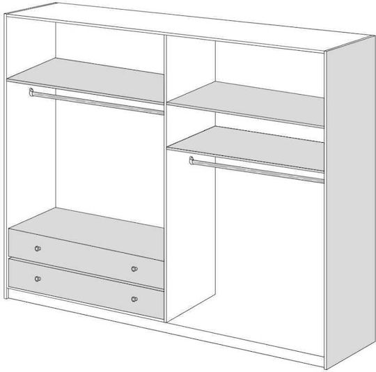Τετράφυλλη Ντουλάπα με Καθρέπτη 182x60x220cm Σταχτί Τετράφυλλη Ντουλάπα με Καθρέπτη 182x60x220cm Σταχτί
