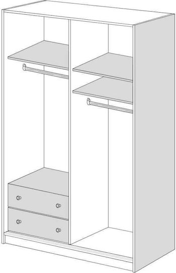 Δίφυλλη Ντουλάπα Συρόμενη 200x60x233cm Καστανη