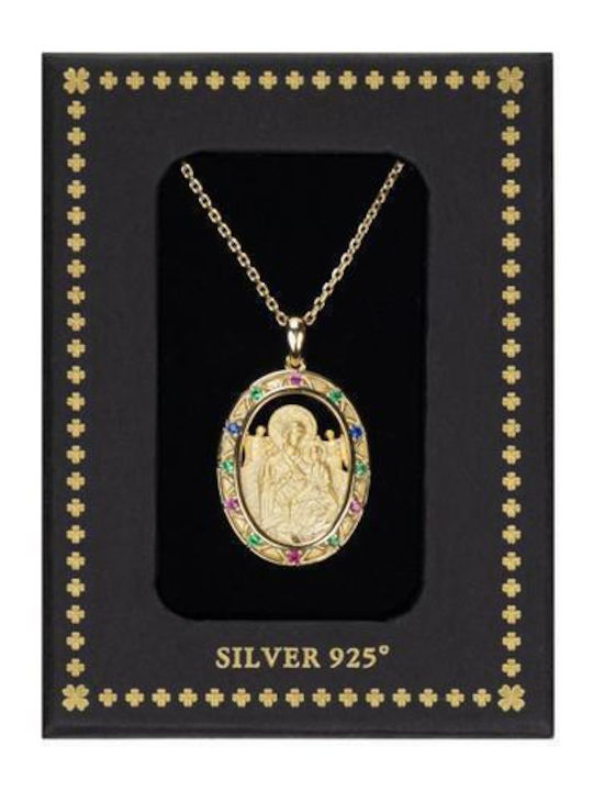Halskette Talisman Göttliche Mutter aus Vergoldetem Silber