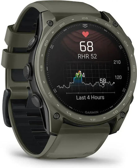 Garmin Tactix 8 AMOLED Cerakote Titan 51mm Waterproof Smartwatch cu Pedometru (Olive Drab)