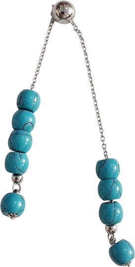 Kalliopi Silver Μπεγλέρι με 10 Χάντρες Μήκους 25εκ. Τιρκουάζ